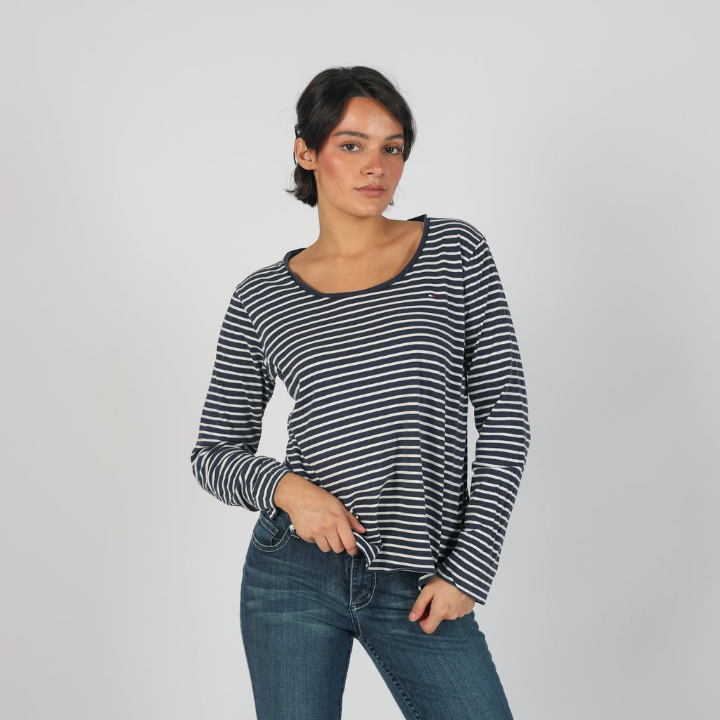 Black Y2K Tommy Hilfiger Long Sleeve Top (L)