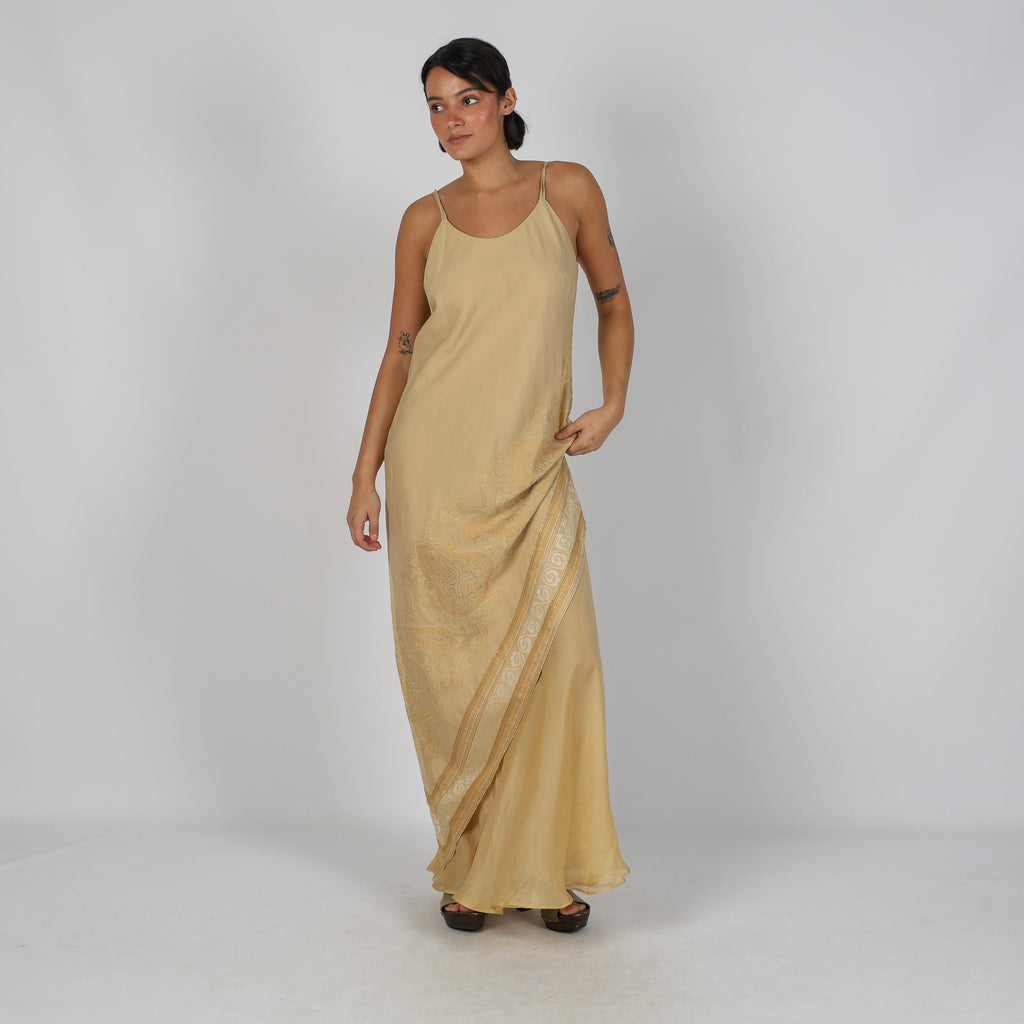Beige Y2K Made in Italy Woven Maxi Dress (M)