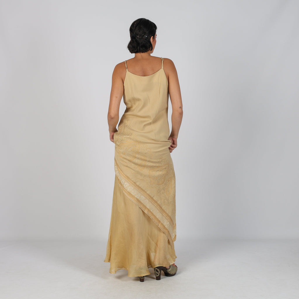 Beige Y2K Made in Italy Woven Maxi Dress (M)