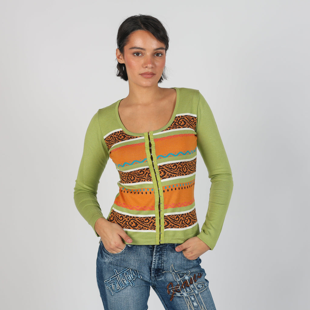 Light Green Y2K Made in Italy Cardigan (S)