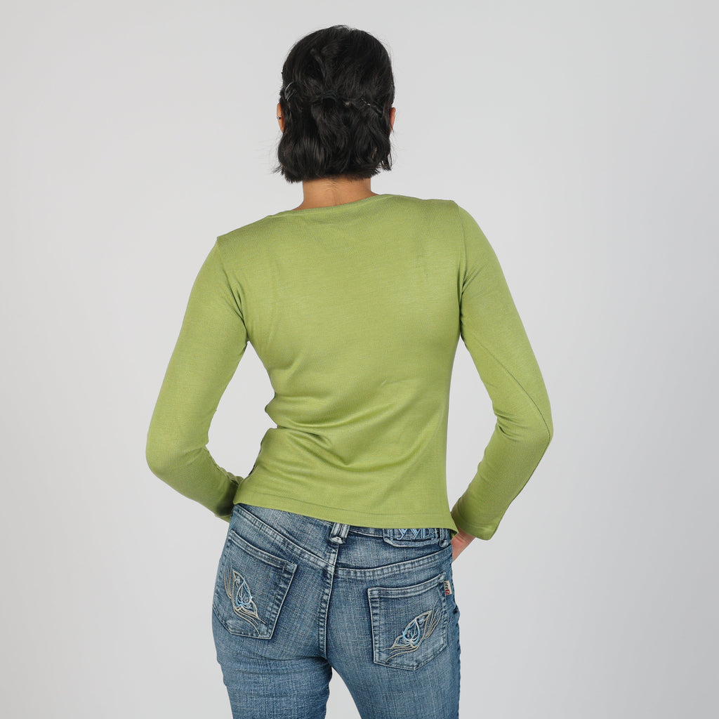 Light Green Y2K Made in Italy Cardigan (S)