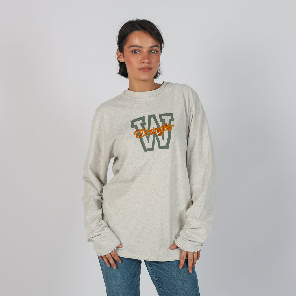 Light Grey Y2K Wrangler Long Sleeve Top (L)