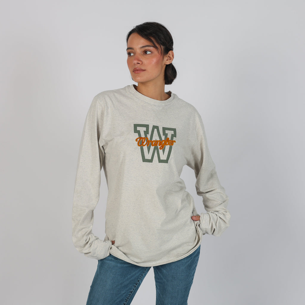 Light Grey Y2K Wrangler Long Sleeve Top (L)