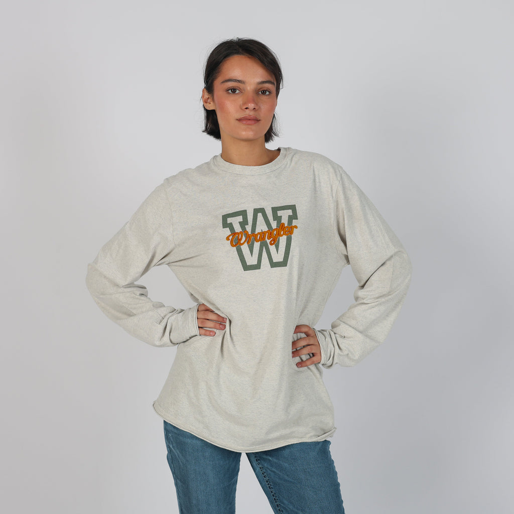 Light Grey Y2K Wrangler Long Sleeve Top (L)