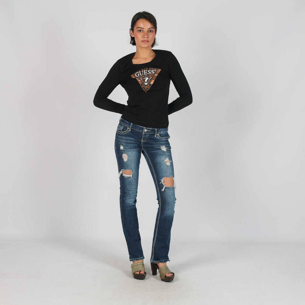 Blue Y2K Straight Jeans Distressed (XS)