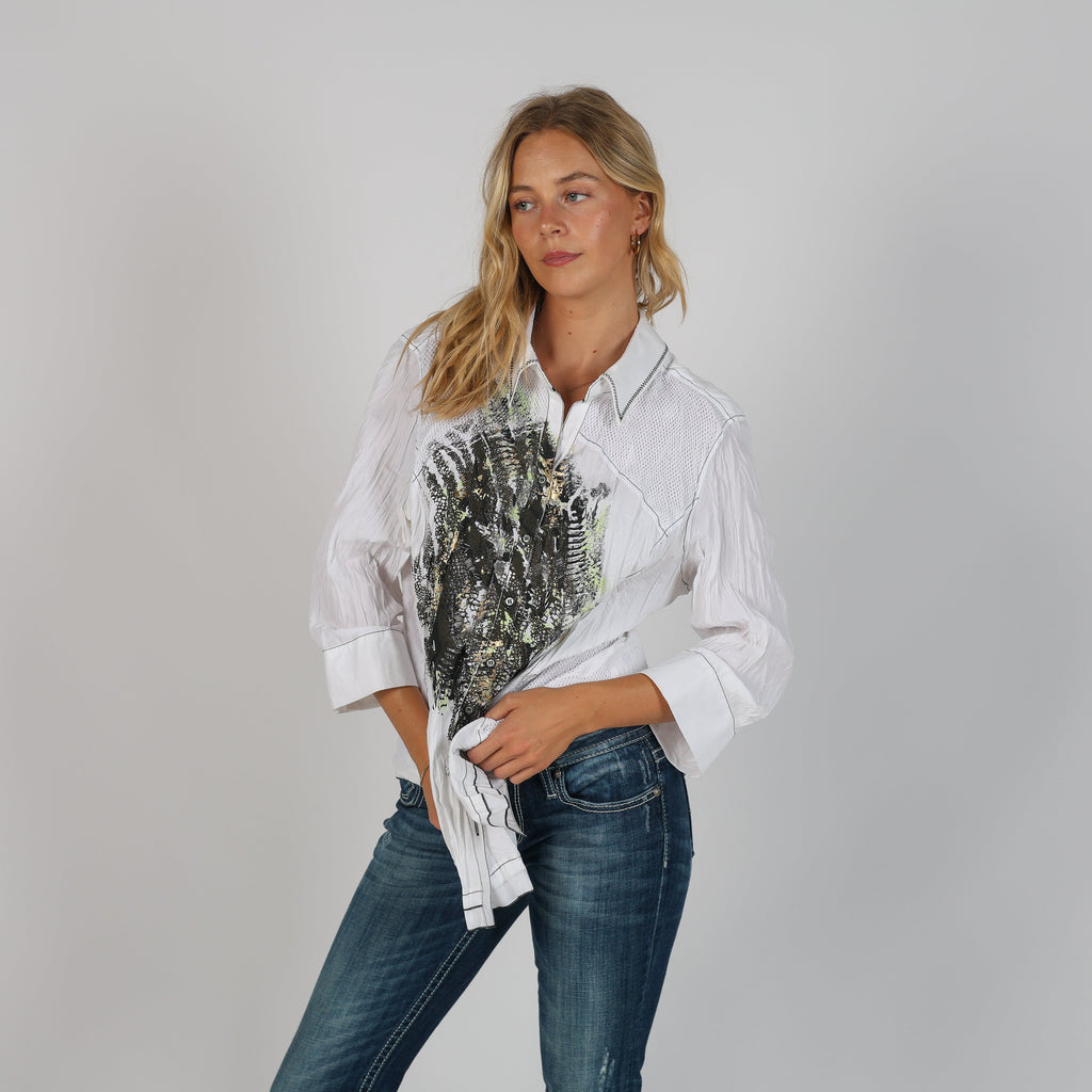 White Y2K Bonita Shirt (L)