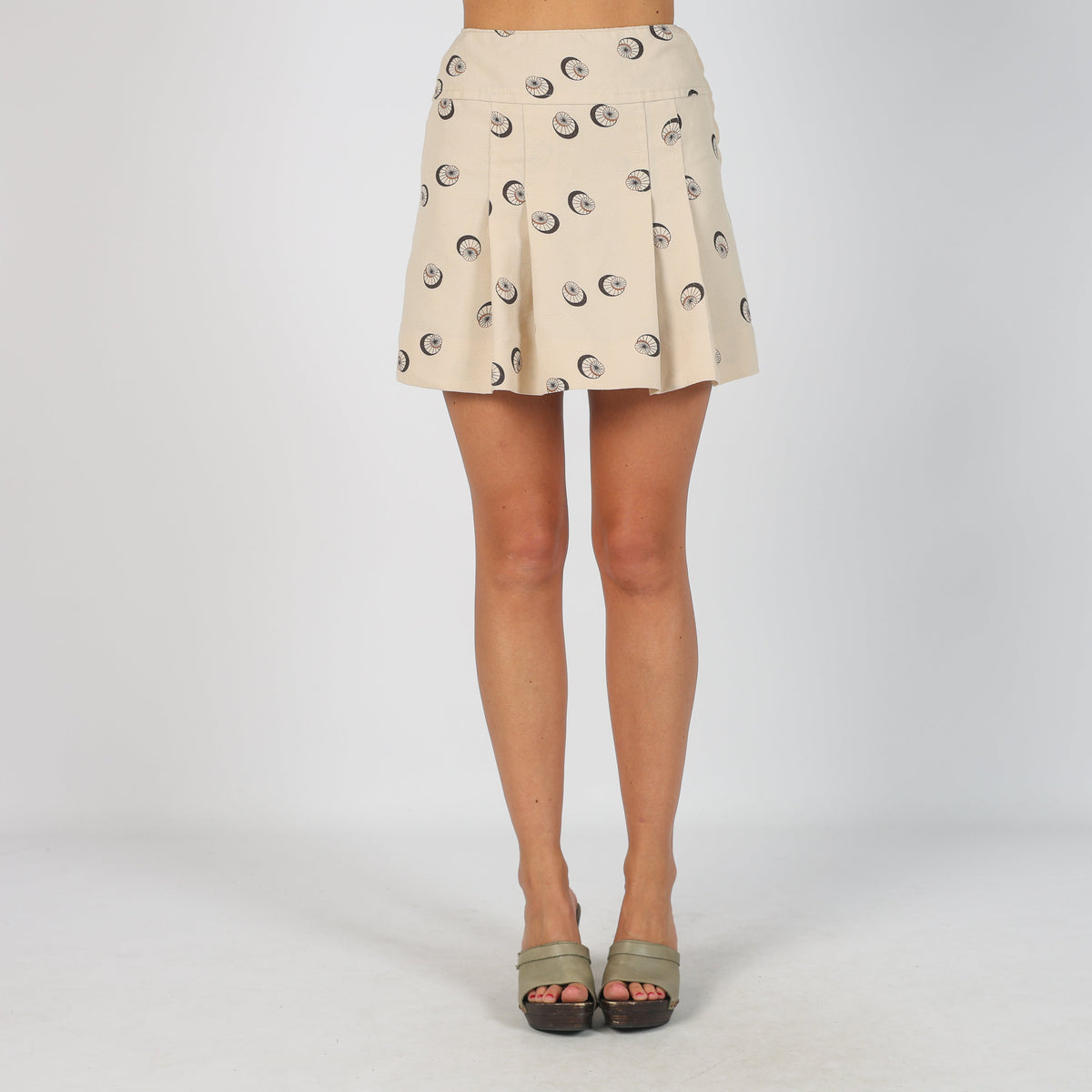 Beige Y2K Woven Mini Skirt (XS)