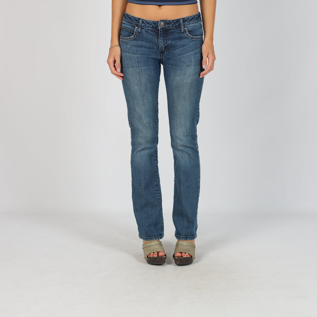 Blue Y2K Straight Jeans (XS)