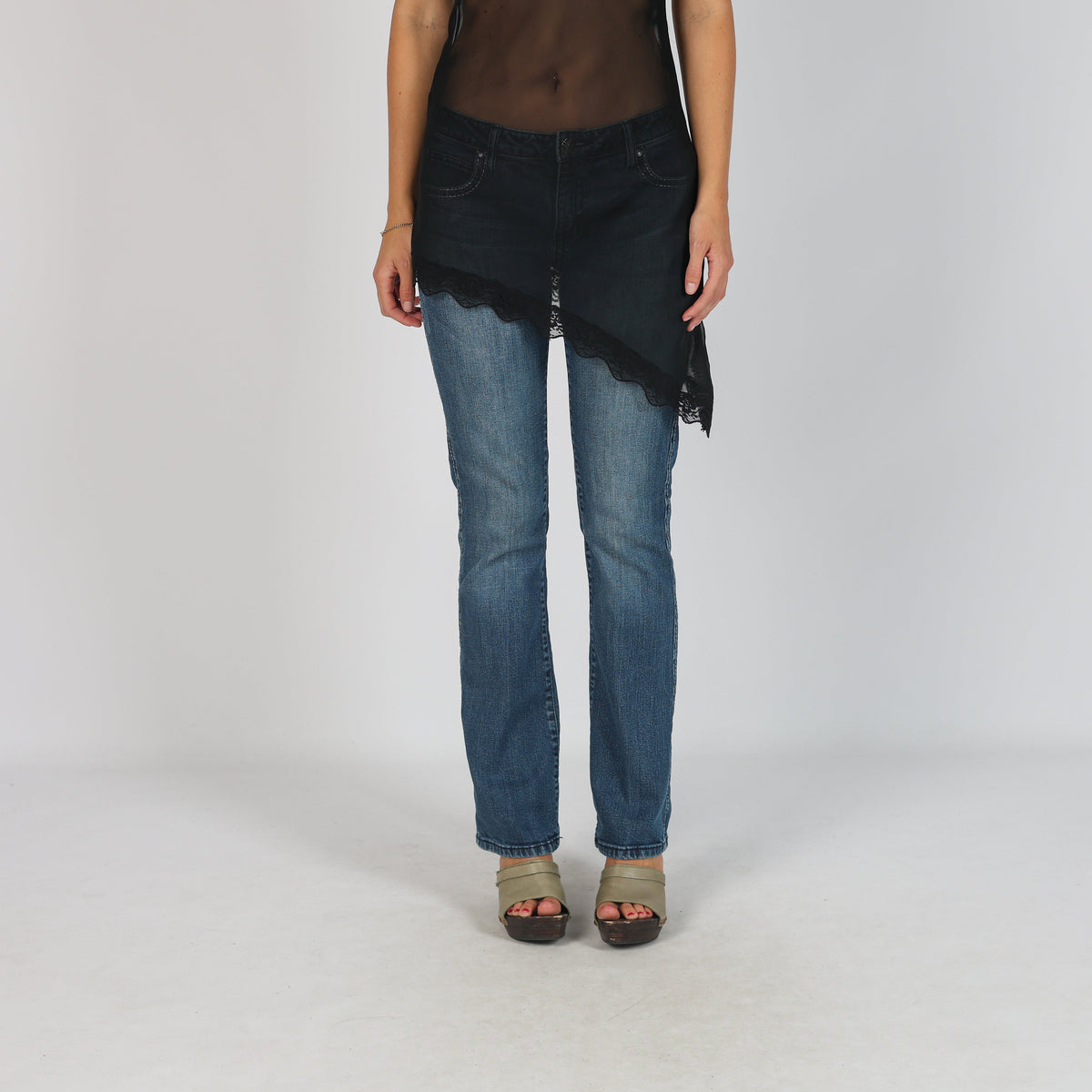 Black Y2K Slip Dress Sheer (S)