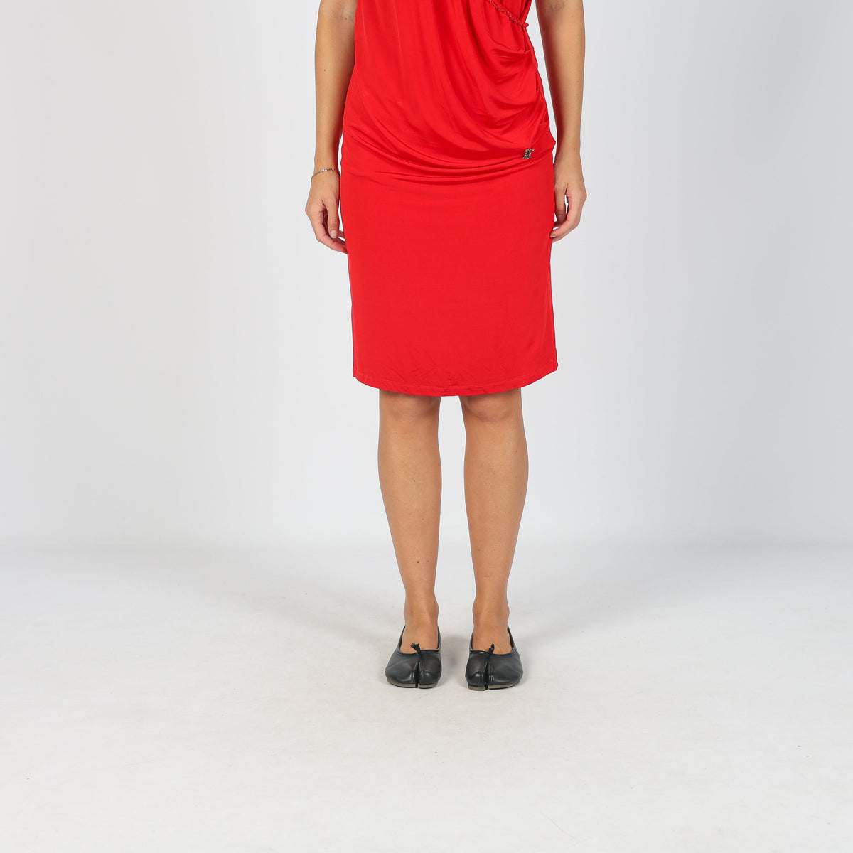 Red Y2K Galliano Woven Midi Dress (M)