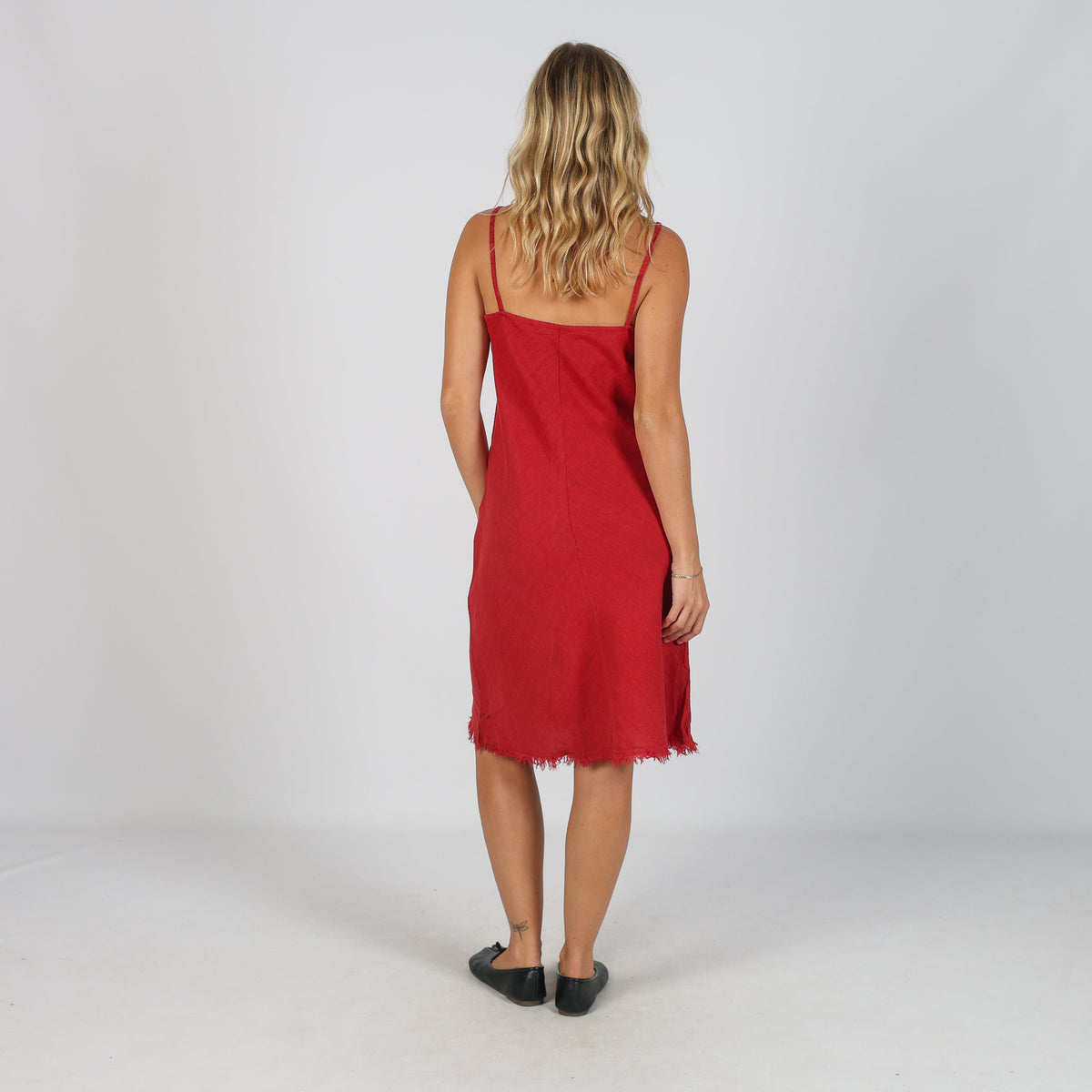Red 90s Made in Italy Woven Midi Dress (S)
