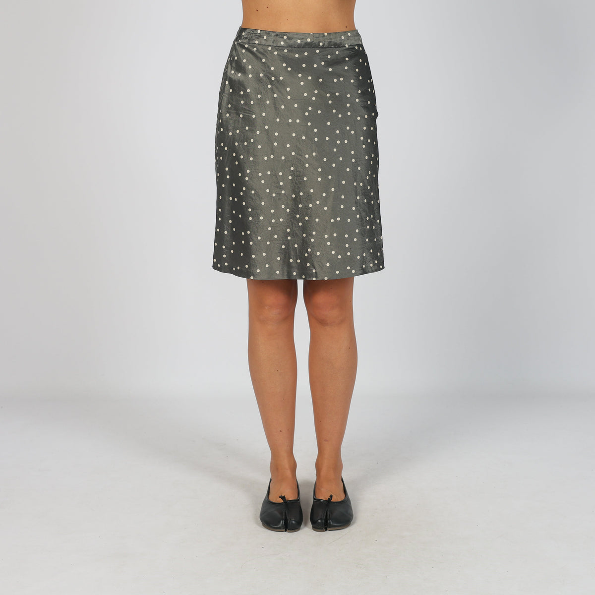 Charcoal Grey Y2K Fabrizio Lenzi Woven Mini Skirt Polkadot (XS)