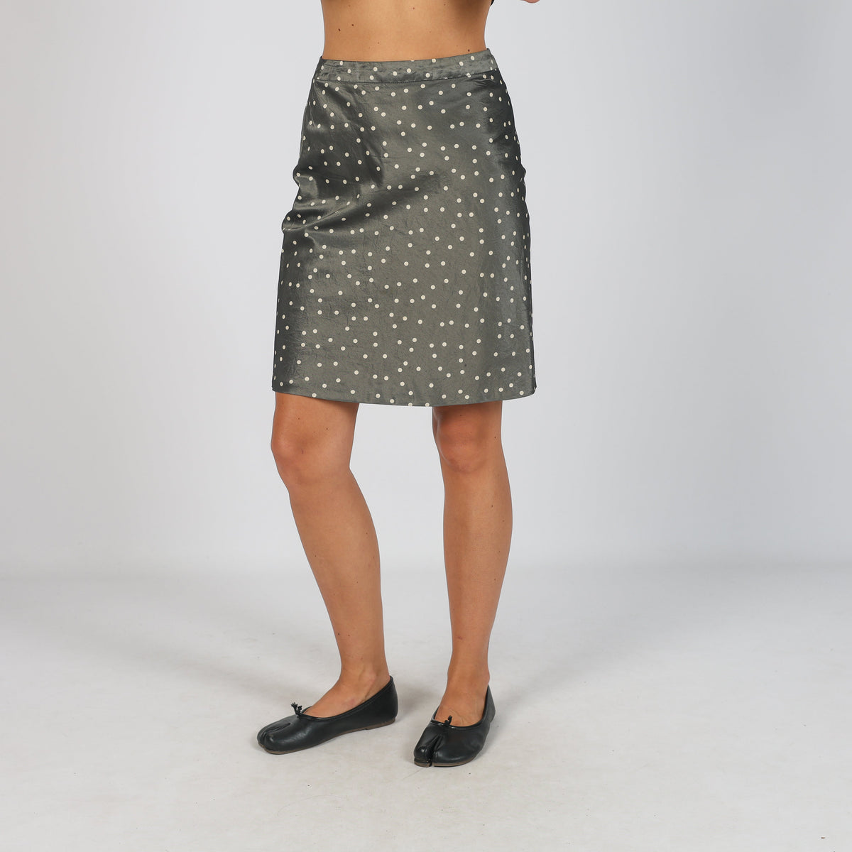 Charcoal Grey Y2K Fabrizio Lenzi Woven Mini Skirt Polkadot (XS)