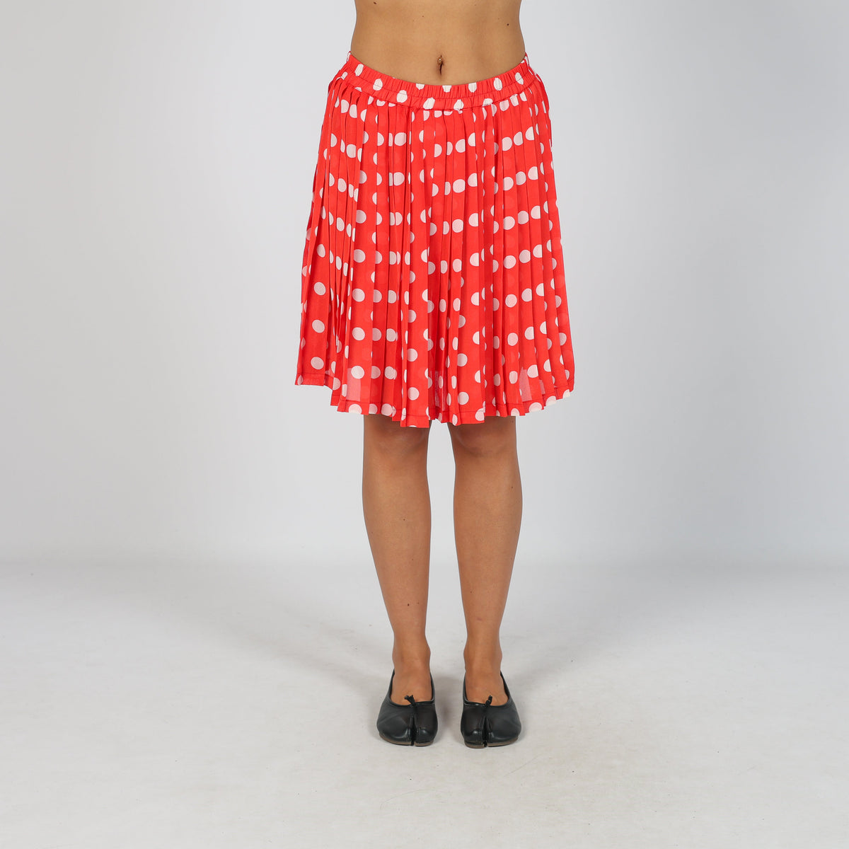 Red Y2K Woven Midi Skirt Polkadot (XS)