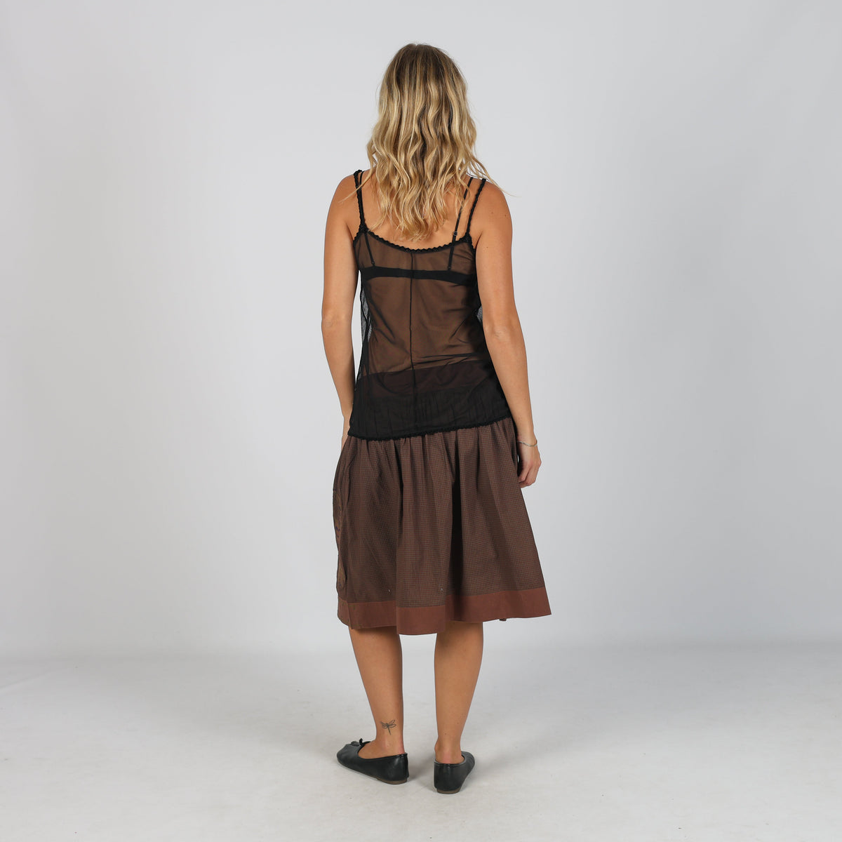 Brown Y2K Etam Woven Midi Skirt (S)