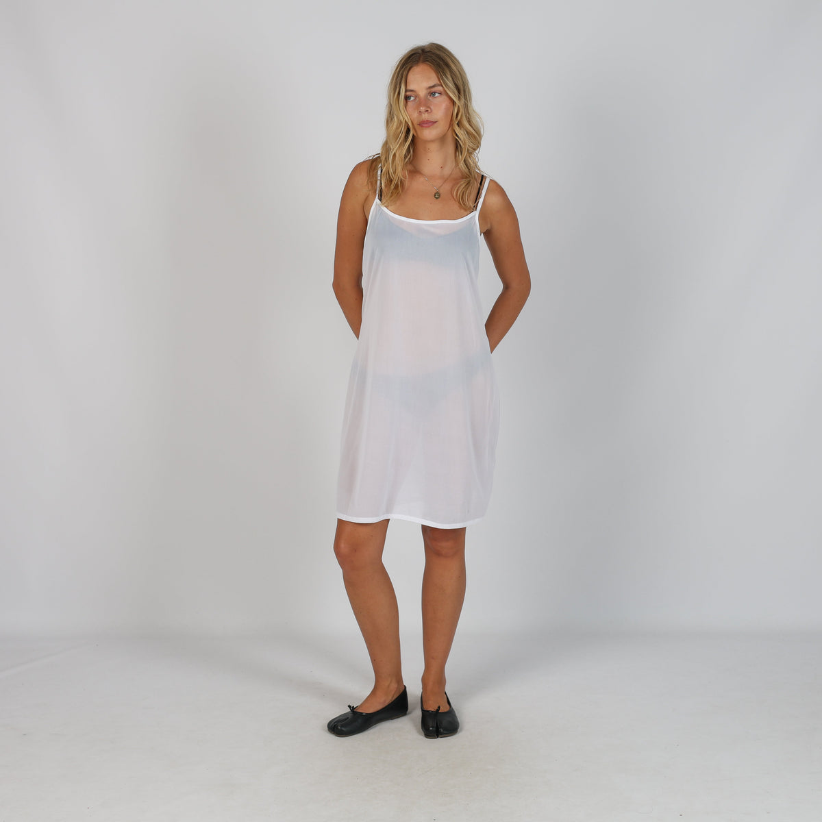 White Y2K Slip Dress Sheer (M)