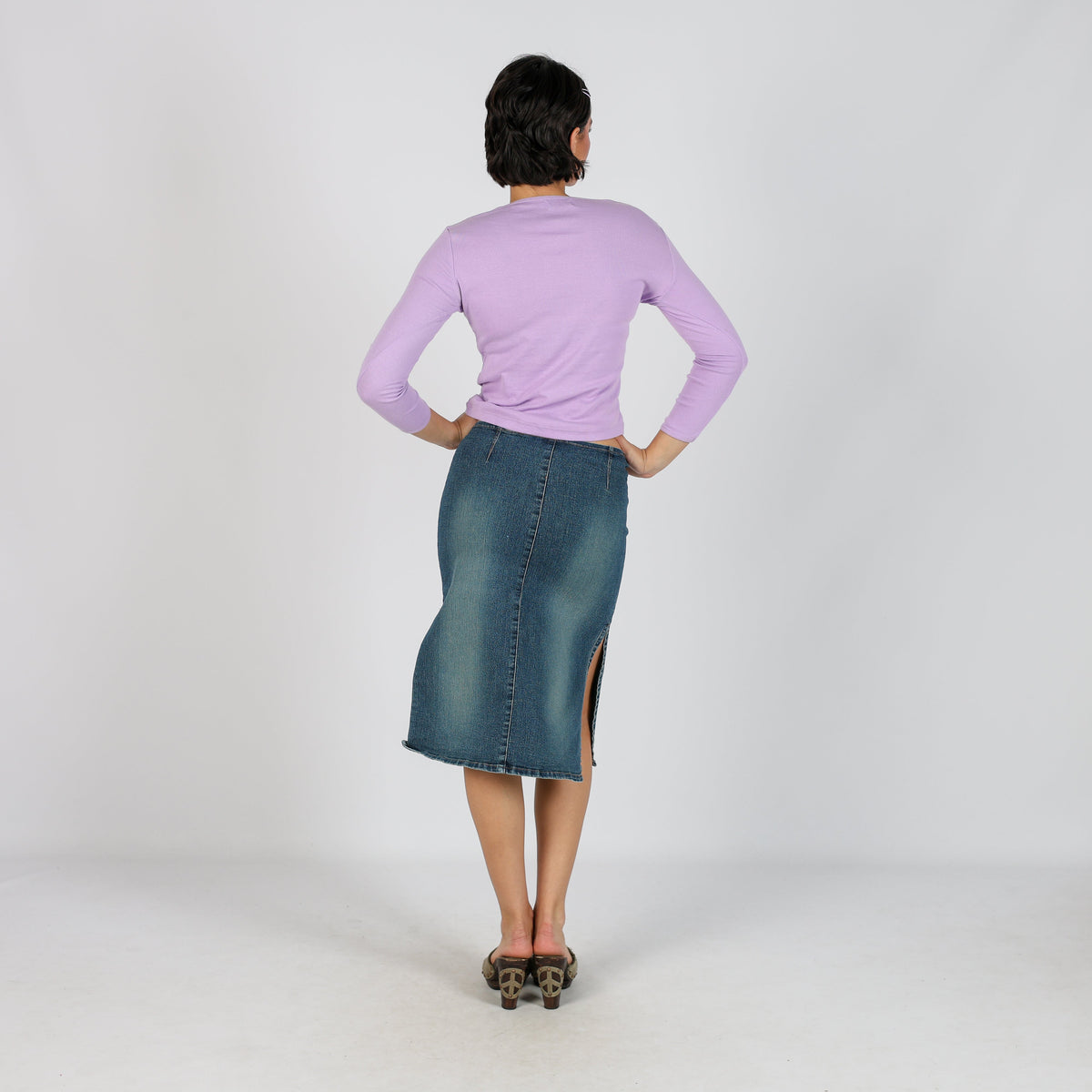 Blue Y2K Denim Midi Skirt (XS)