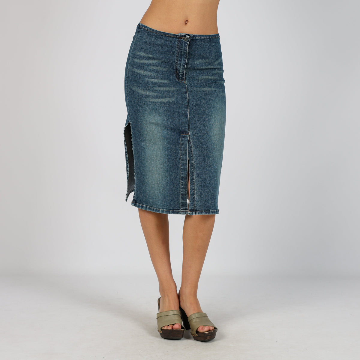 Blue Y2K Denim Midi Skirt (XS)