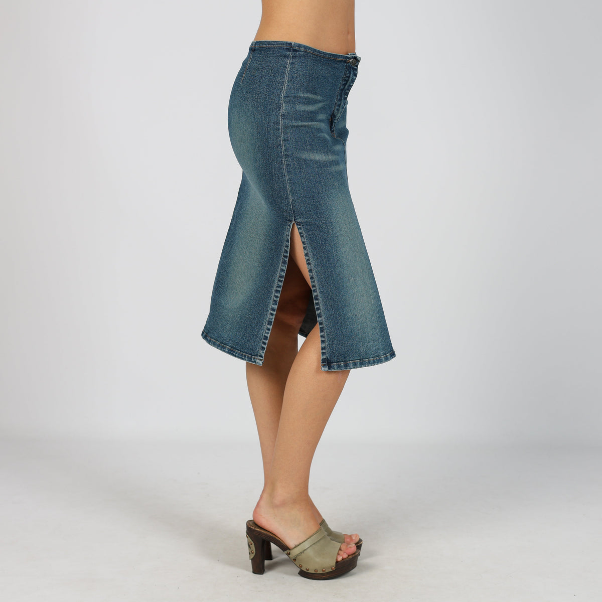 Blue Y2K Denim Midi Skirt (XS)