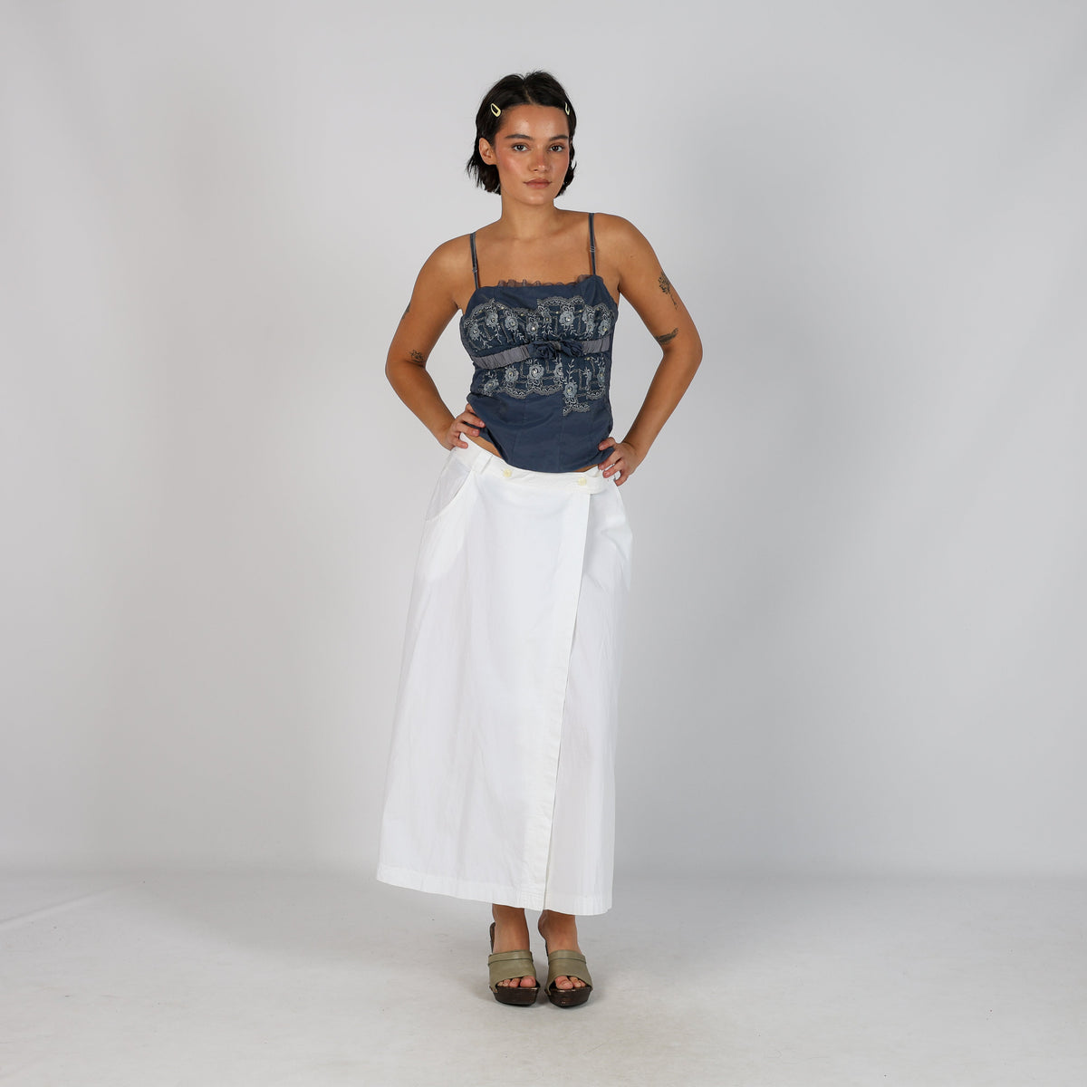 White Y2K Breal Wrap Skirt (XS)