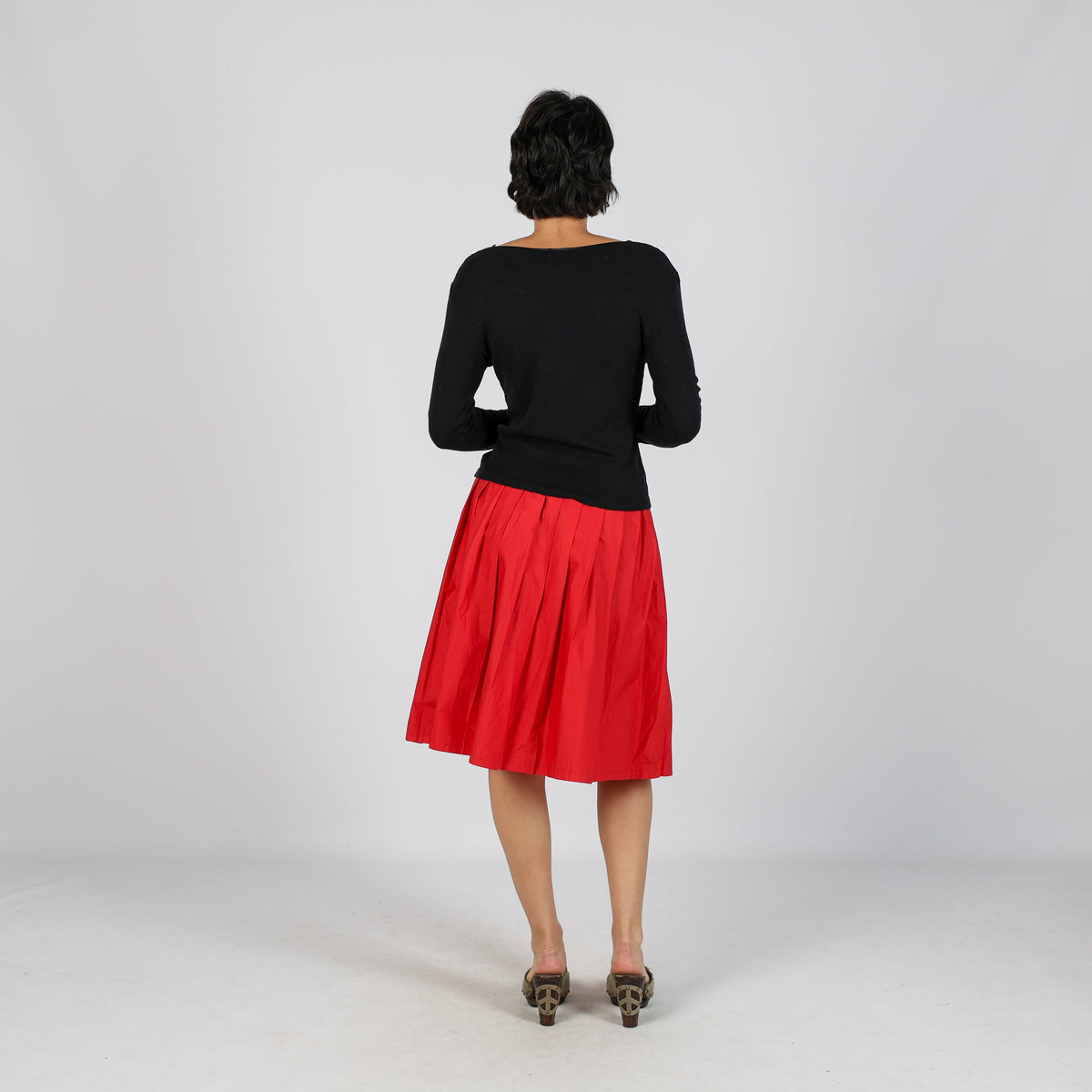 Red Y2K Moncler Woven Midi Skirt (XS)