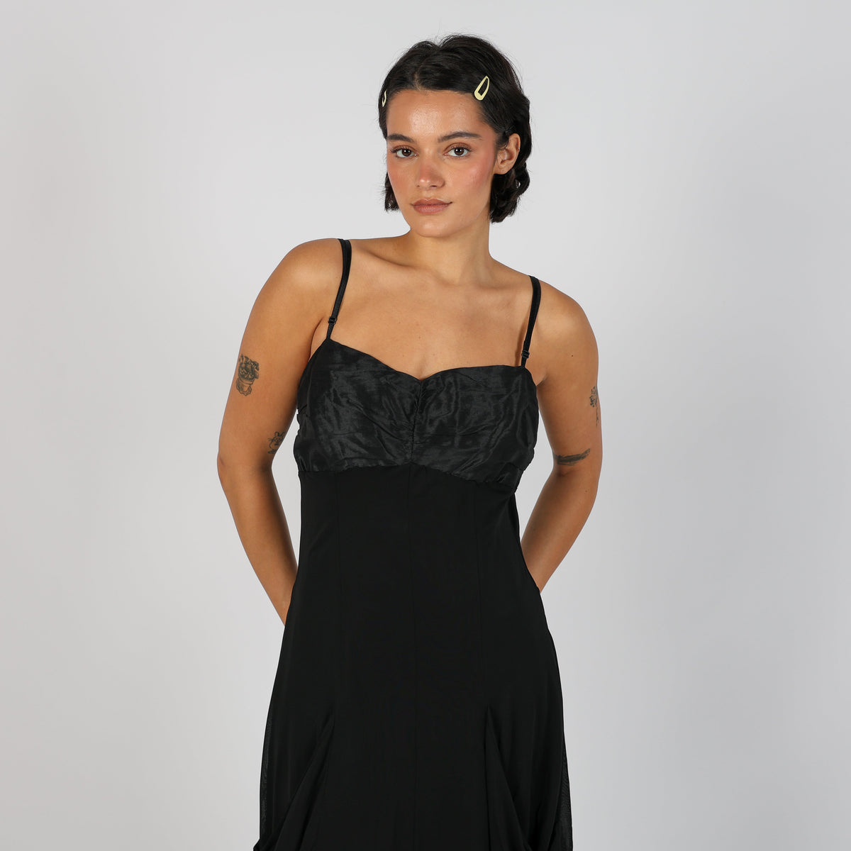 Black Y2K Siste's Woven Midi Dress (M)