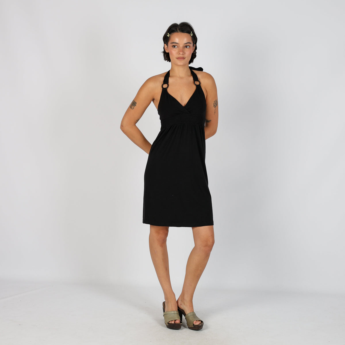 Black Y2K Buffalo London Woven Midi Dress (S)