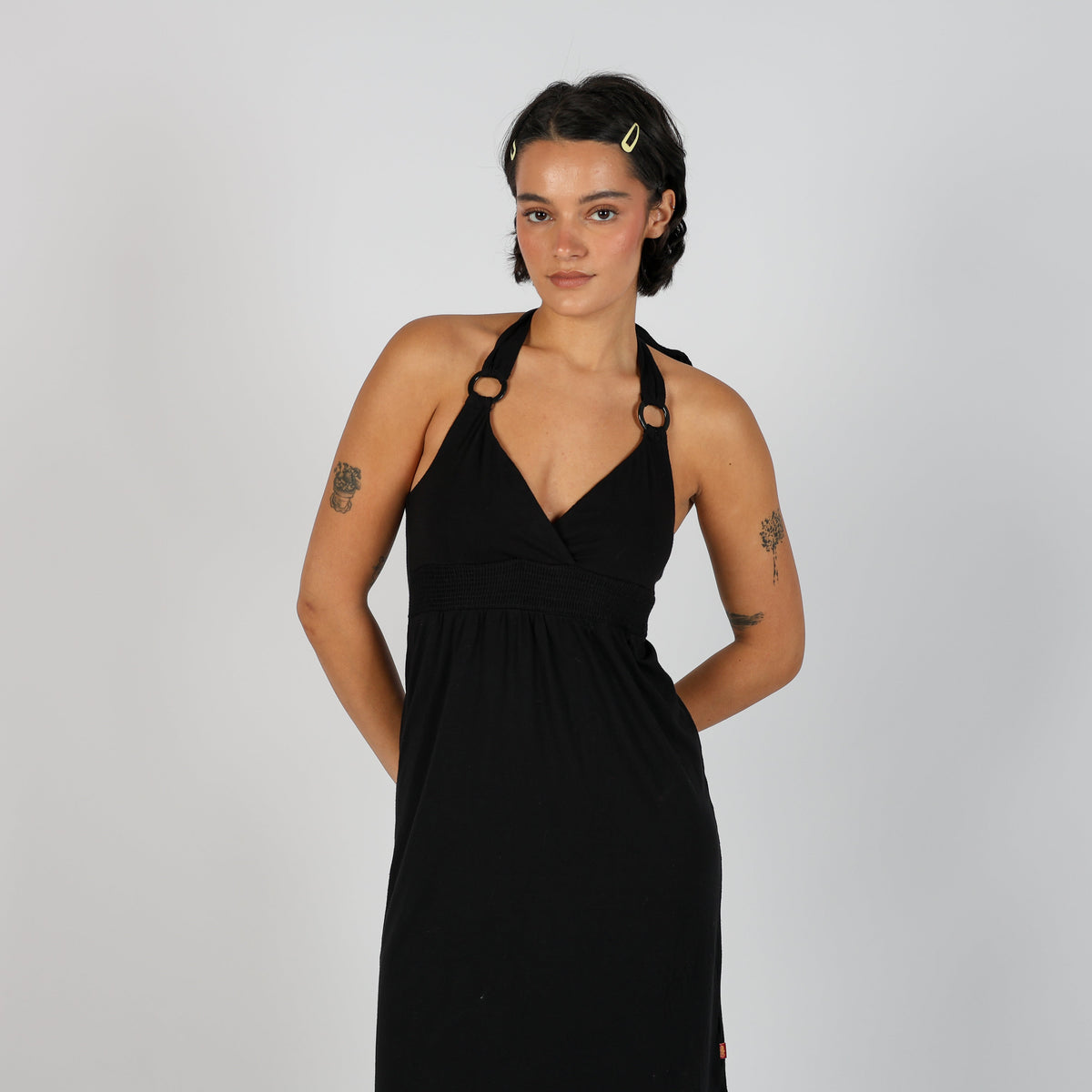 Black Y2K Buffalo London Woven Midi Dress (S)