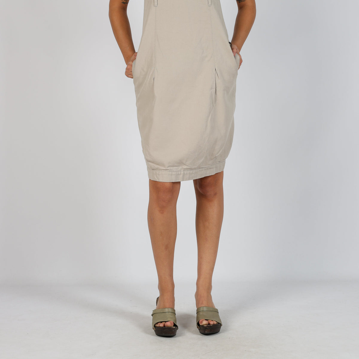 Beige Y2K Max Mara Denim Midi Dress (M)