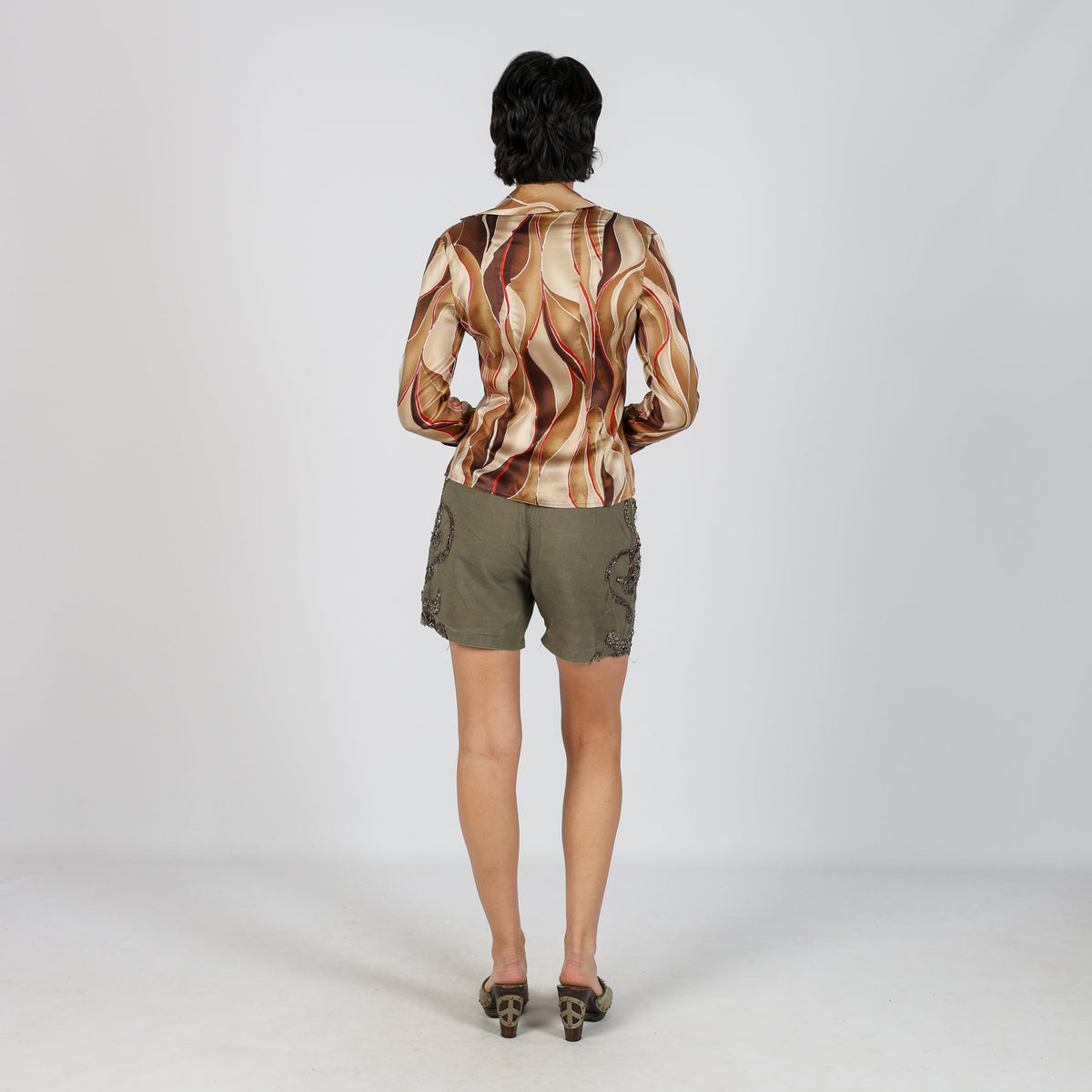 Khaki Green Y2K Dolce Ribelle Woven Shorts (M)