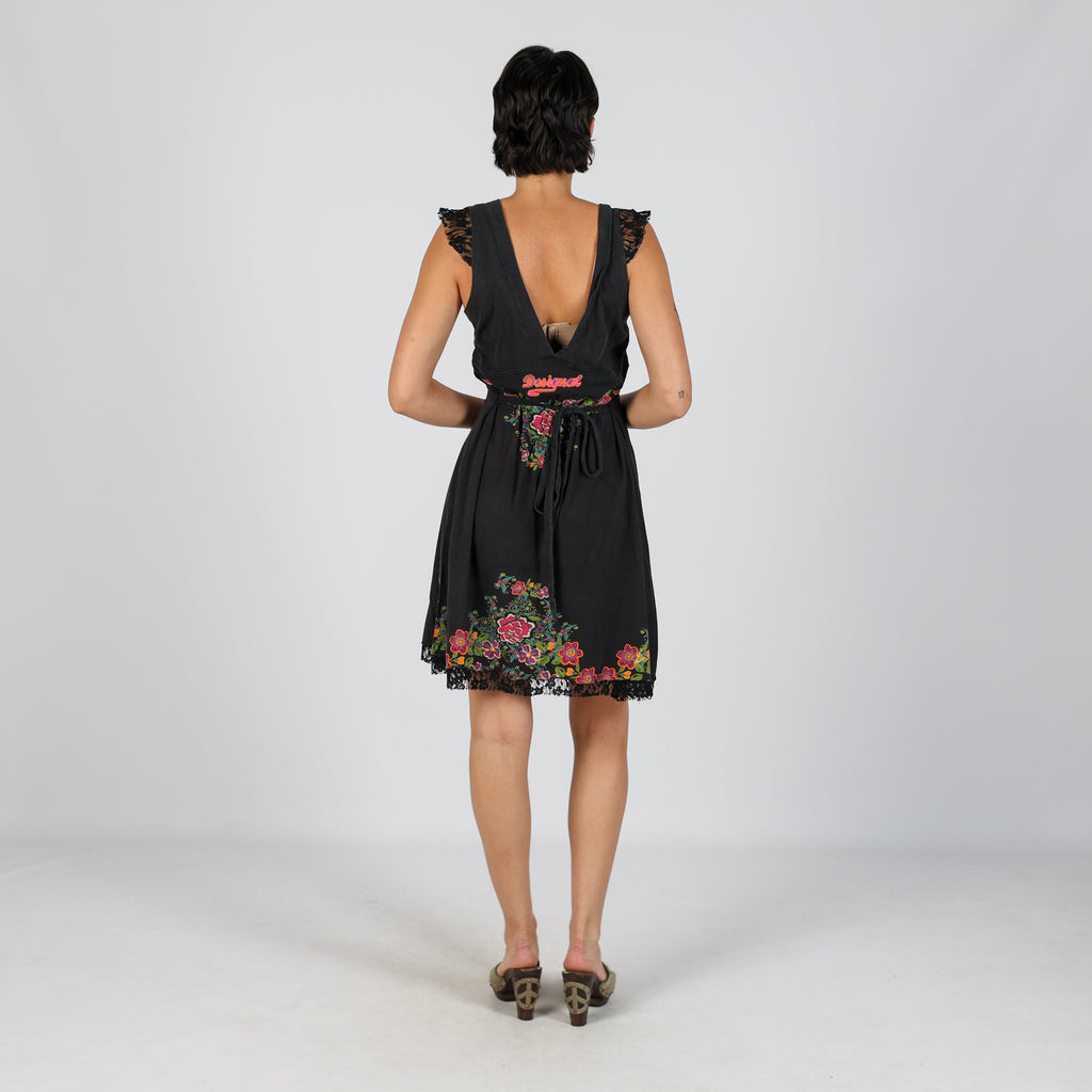 Black Y2K Desigual Woven Mini Dress (M)