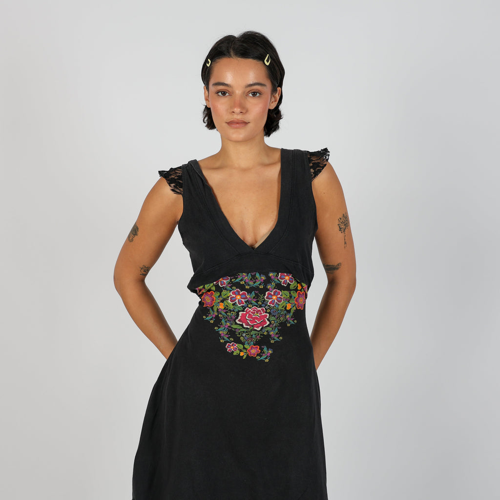 Black Y2K Desigual Woven Mini Dress (M)