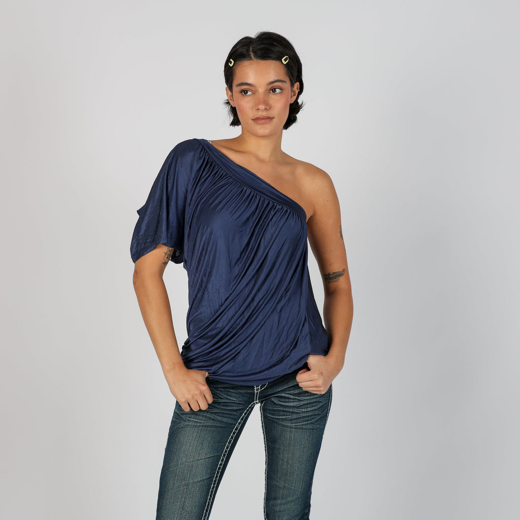 Blue Y2K Kocca One Shoulder Top (L)