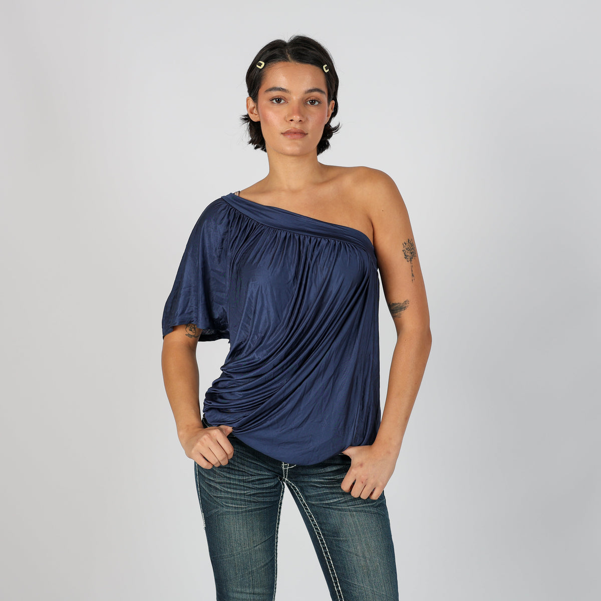 Blue Y2K Kocca One Shoulder Top (L)