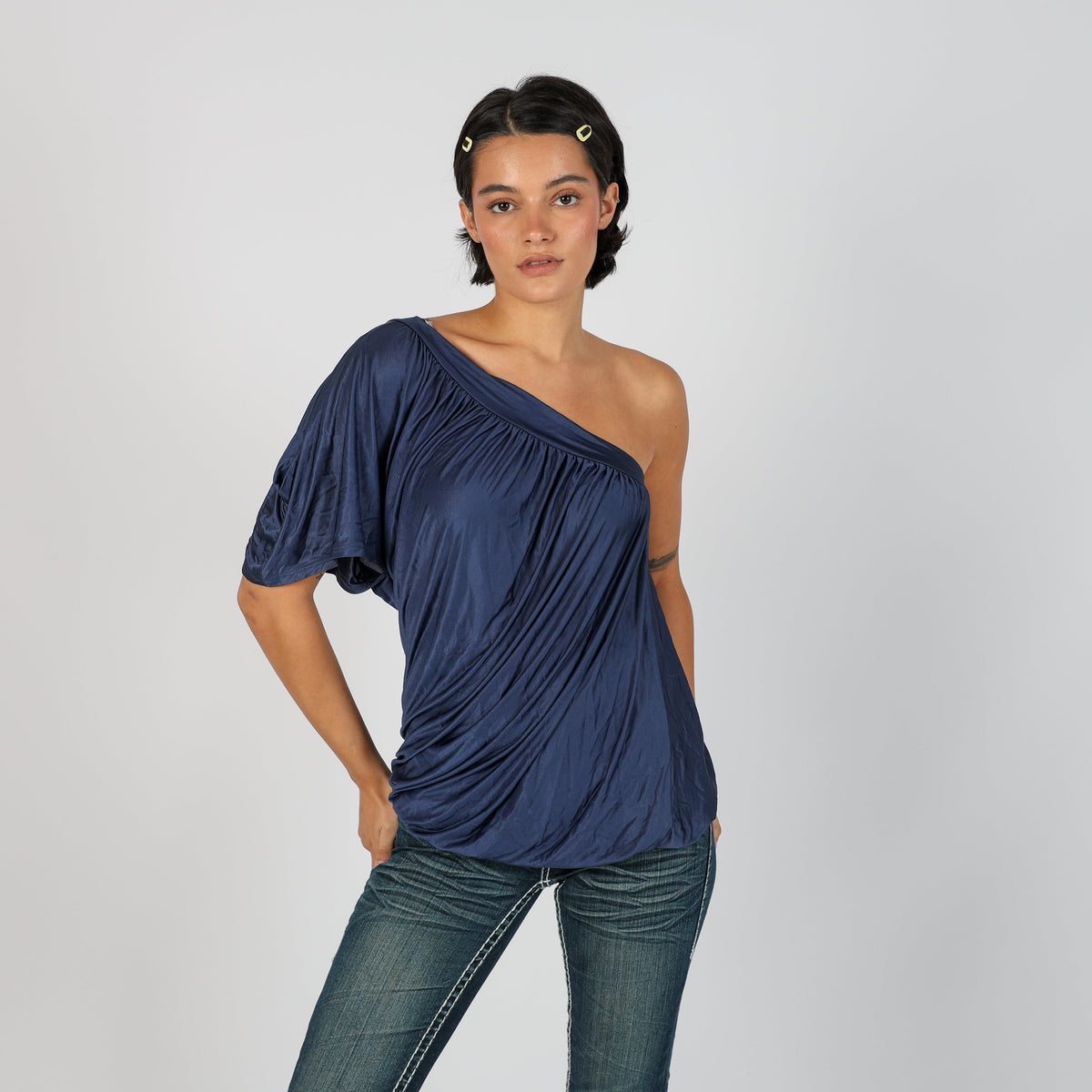 Blue Y2K Kocca One Shoulder Top (L)