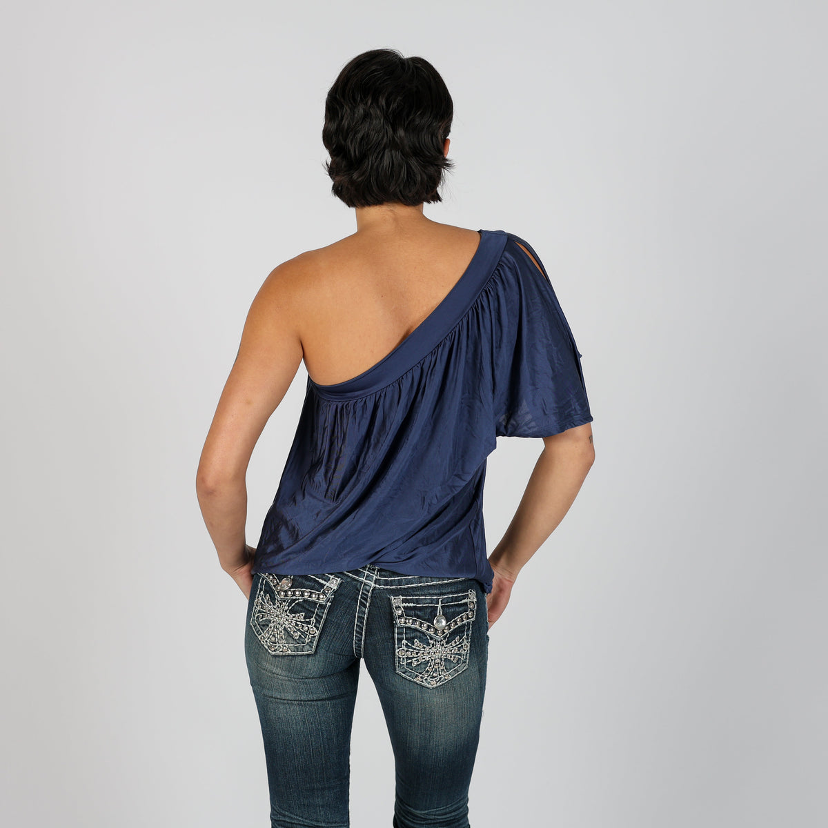 Blue Y2K Kocca One Shoulder Top (L)