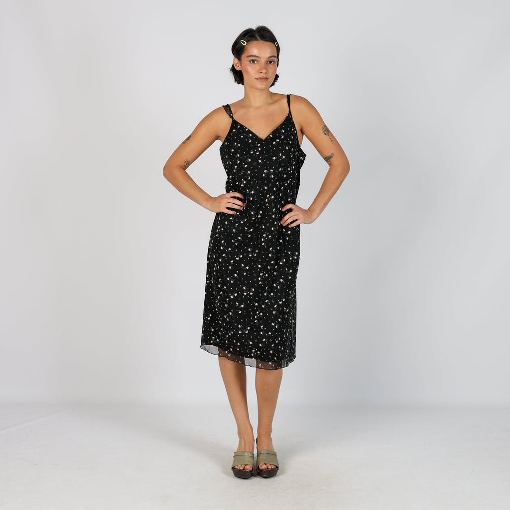 Black Y2K Rainbow Woven Midi Dress (L)