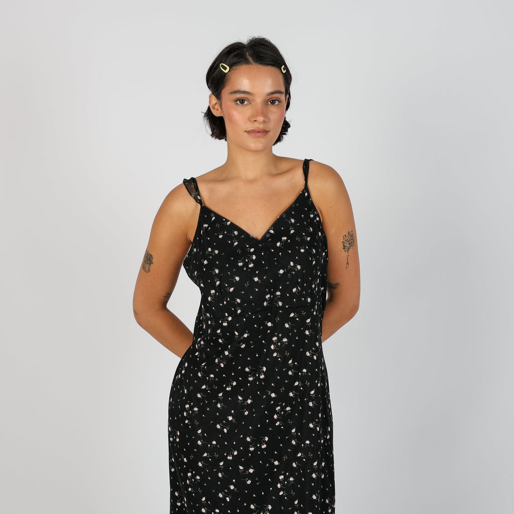 Black Y2K Rainbow Woven Midi Dress (L)