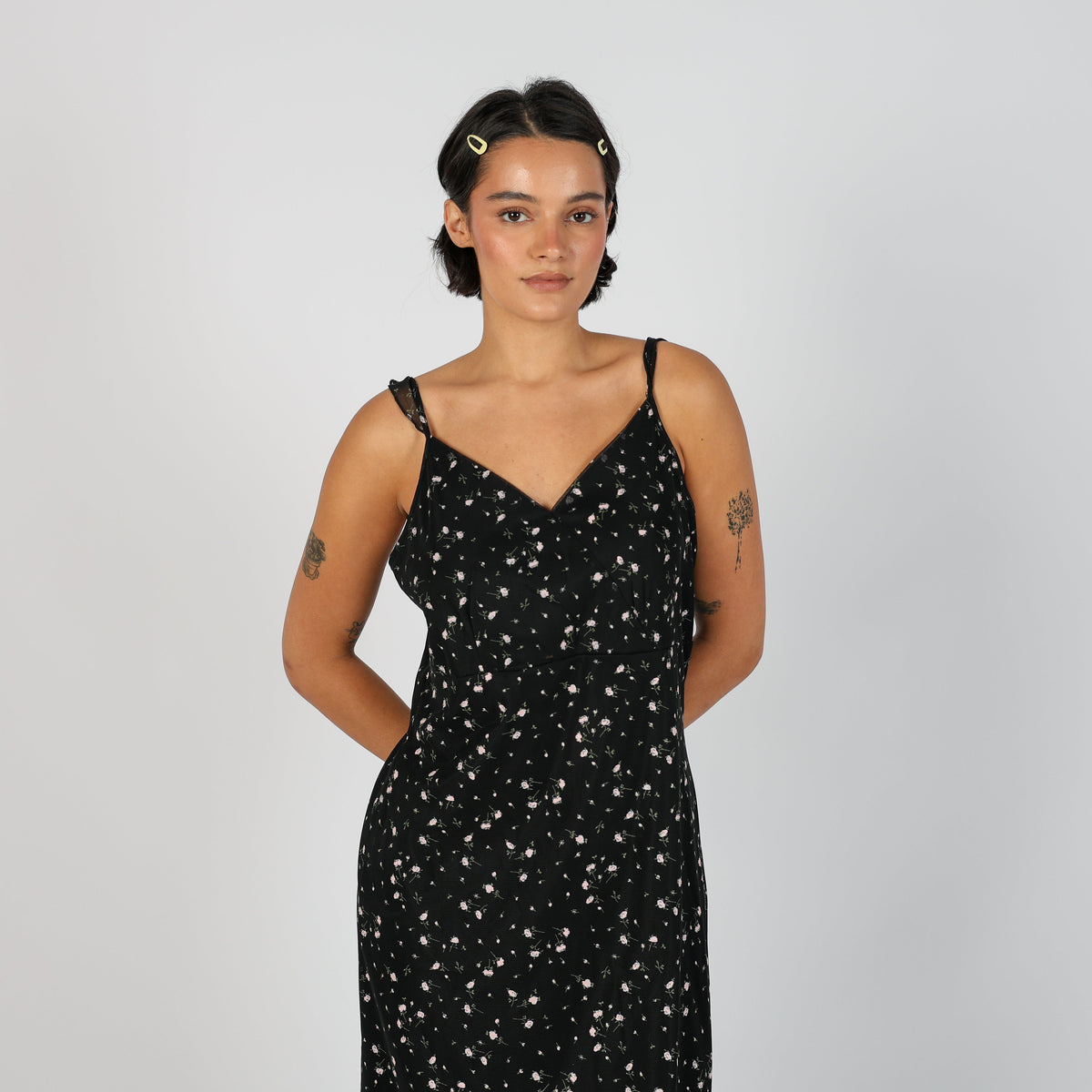 Black Y2K Rainbow Woven Midi Dress (L)