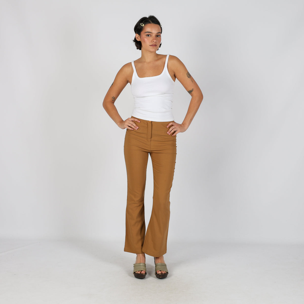 Beige Y2K Made in Italy Woven Trousers (S)