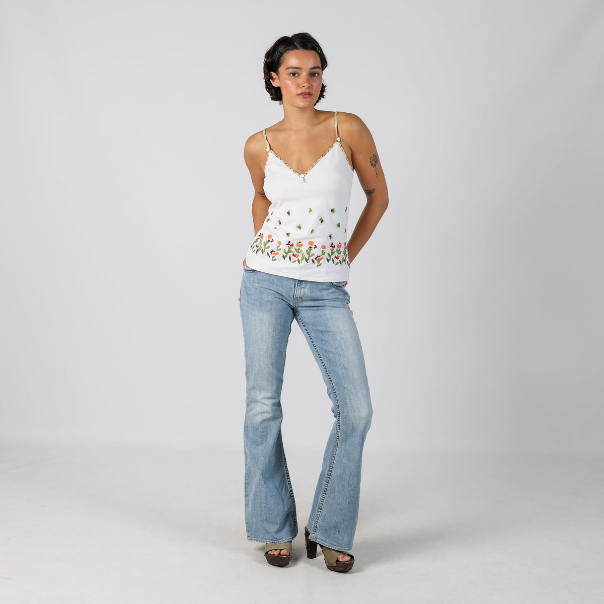 Light Blue Y2K Silver Bootcut Jeans (M)