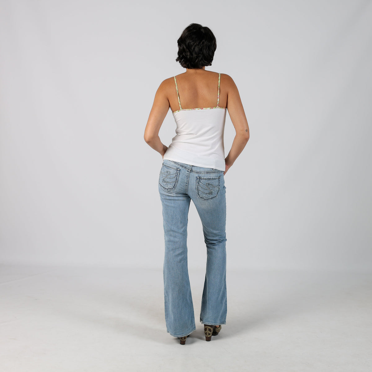 Light Blue Y2K Silver Bootcut Jeans (M)