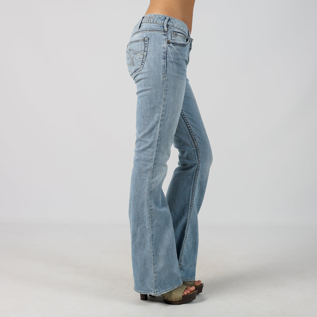 Light Blue Y2K Silver Bootcut Jeans (M)