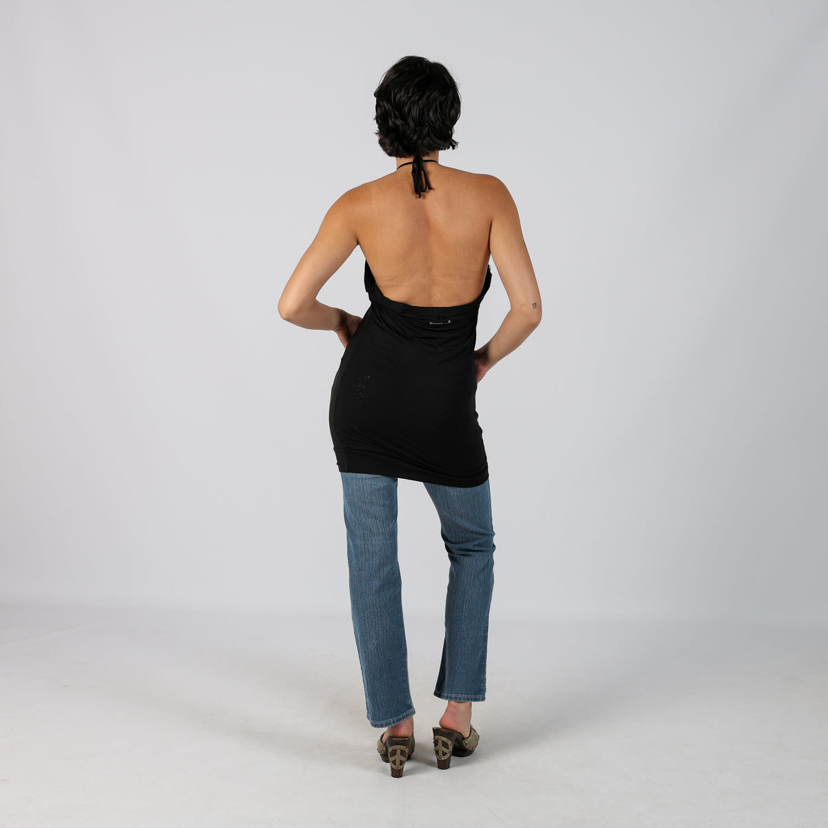 Black Y2K Artigli Woven Mini Dress (S)