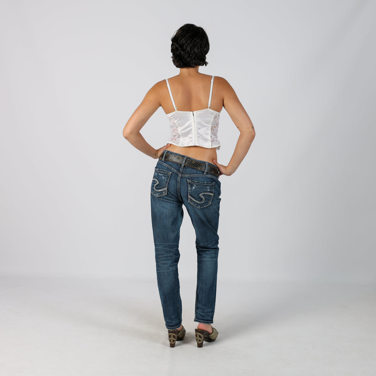 Blue Y2K Silver Bootcut Jeans (M)