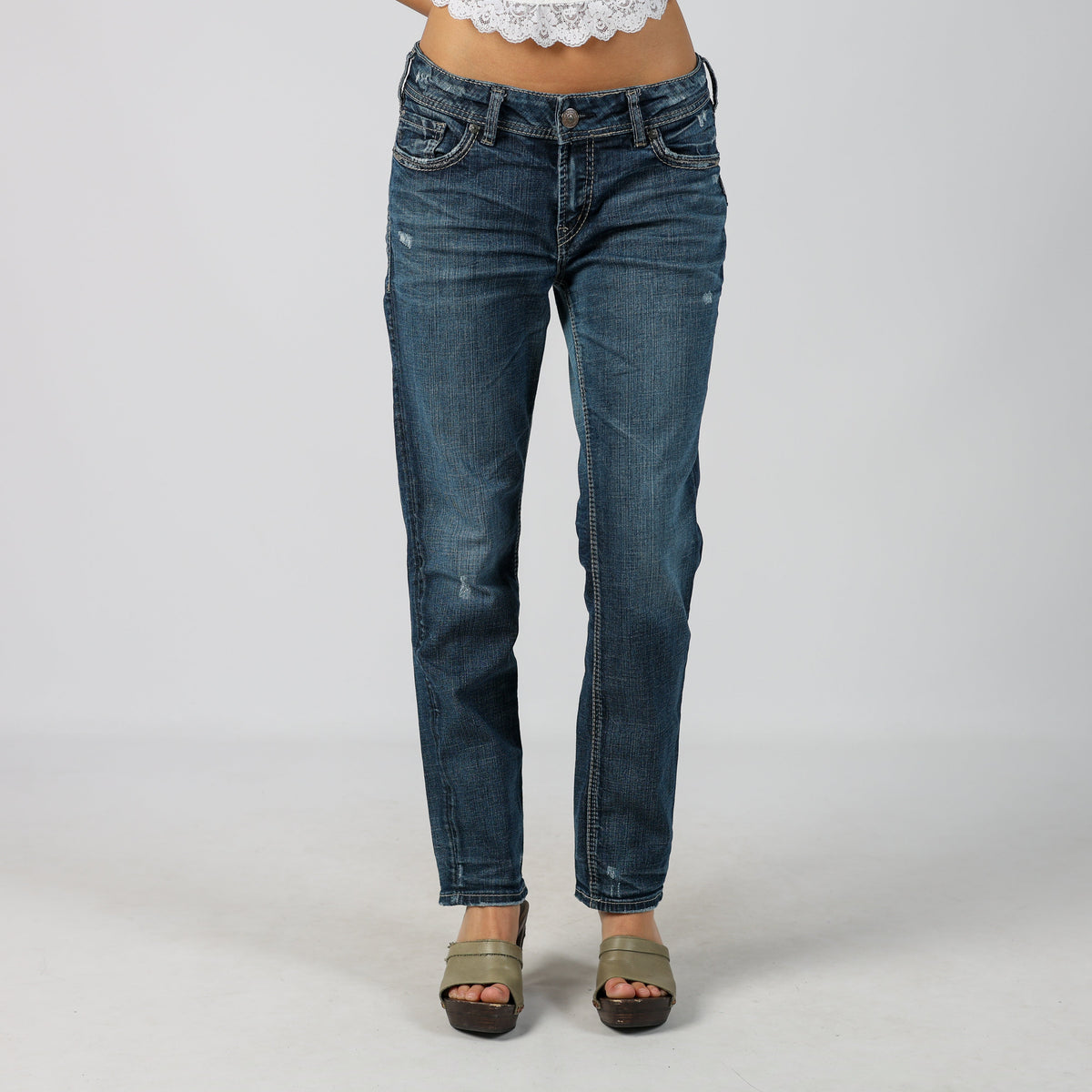 Blue Y2K Silver Bootcut Jeans (M)