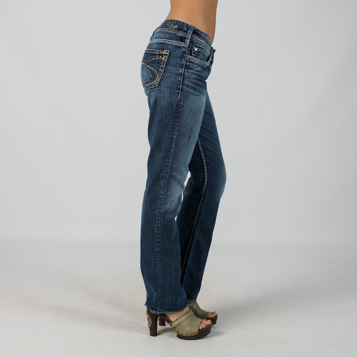 Blue Y2K Silver Bootcut Jeans (M)