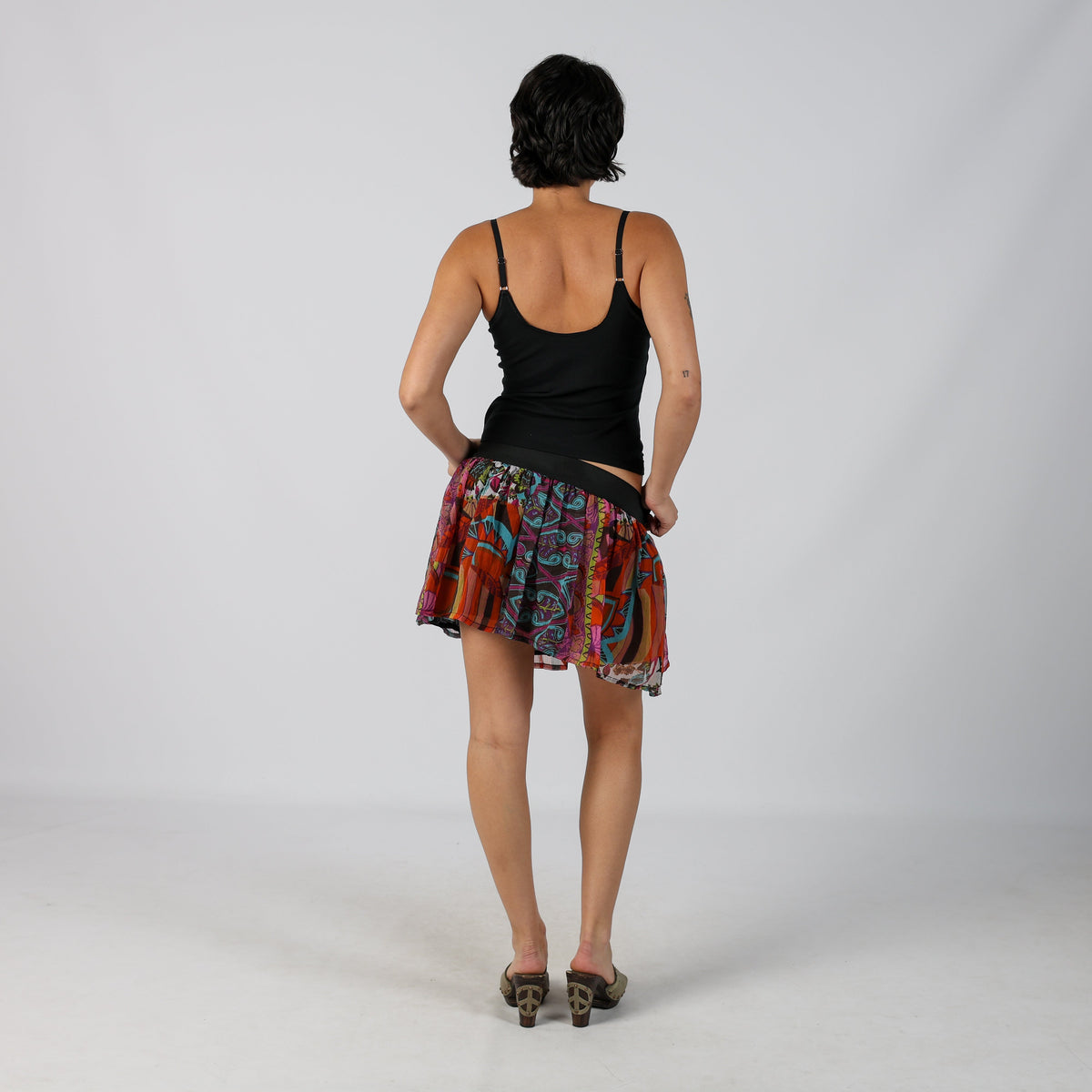 Multicoloured Y2K Woven Mini Skirt (S)