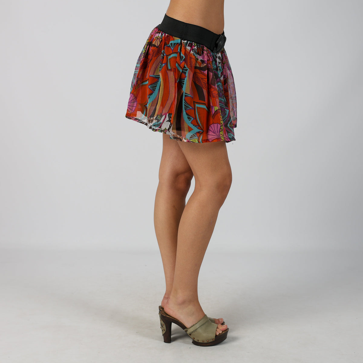 Multicoloured Y2K Woven Mini Skirt (S)