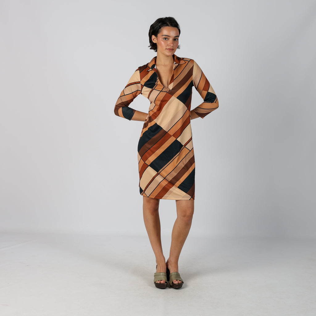Beige Y2K Onyx Woven Midi Dress (M)